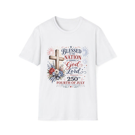 Blessed Is The Nation T-Shirt — Patriotic Christian 4th of July Tee