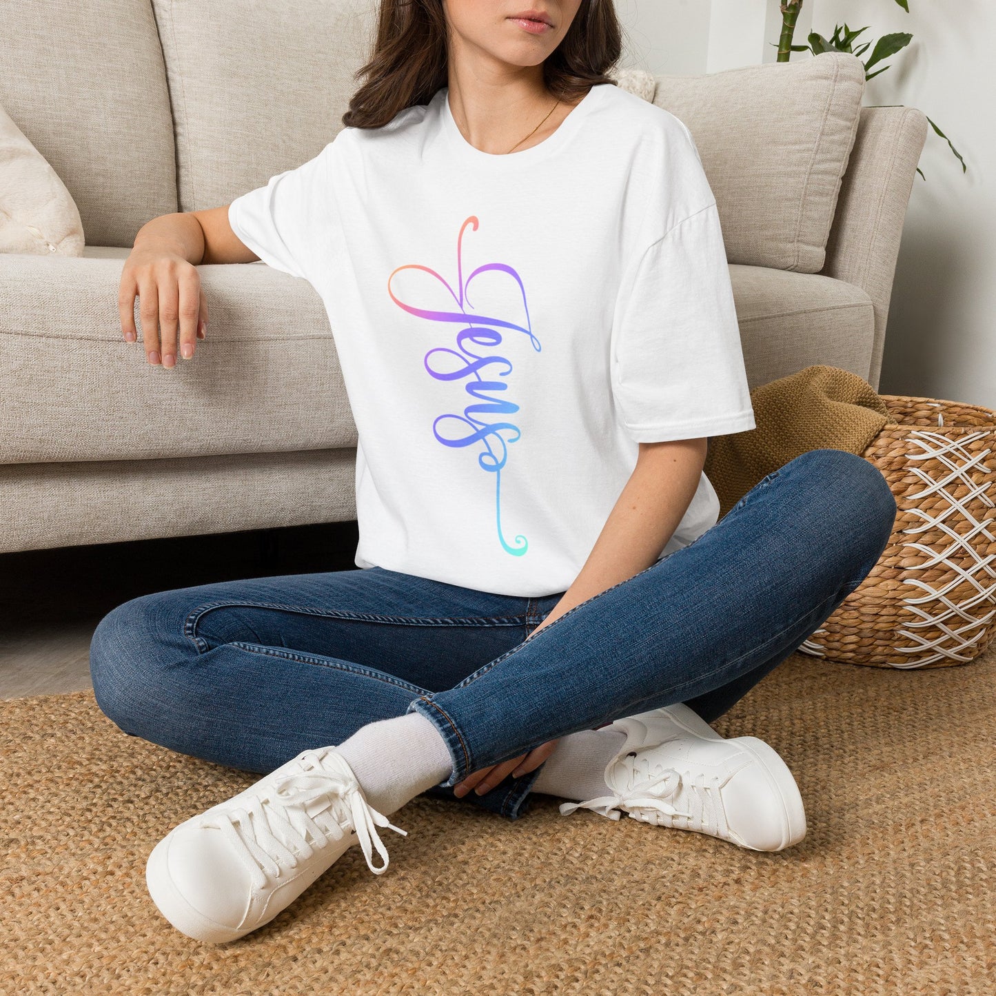Jesus Vertical Gradient Christian T-Shirt