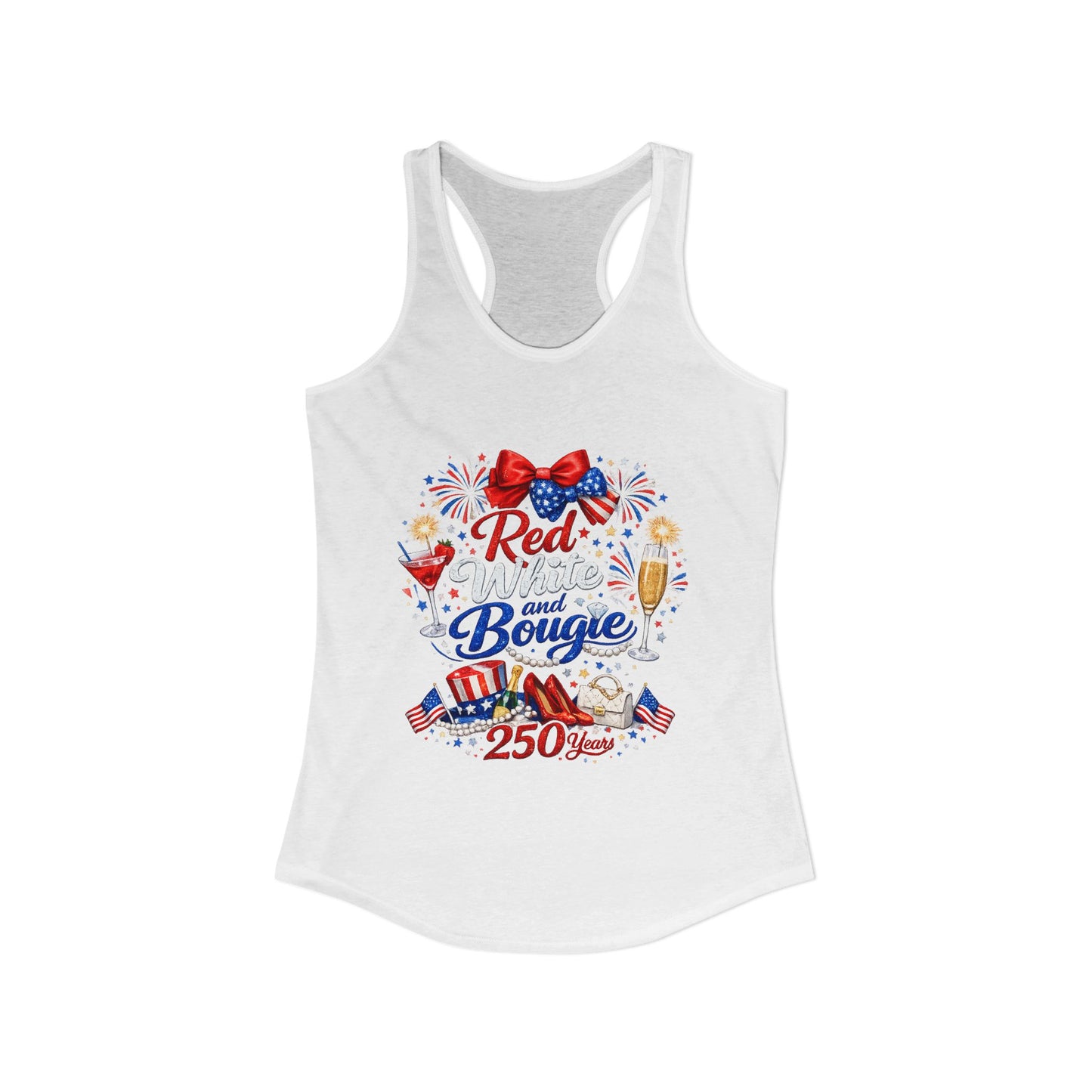 Red White & Bougie Patriotic T-Shirt | Funny 250th  Fourth of July Tank Top
