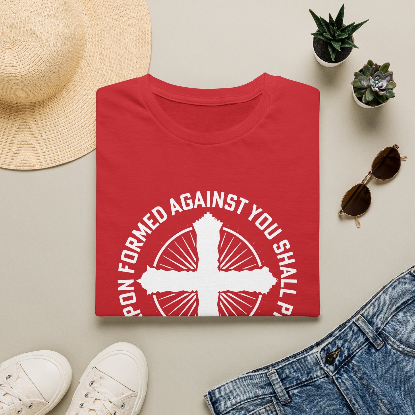 o Weapon Formed Against You Shall Prosper Christian T-Shirt | Isaiah 54:17 Men's Faith Tee