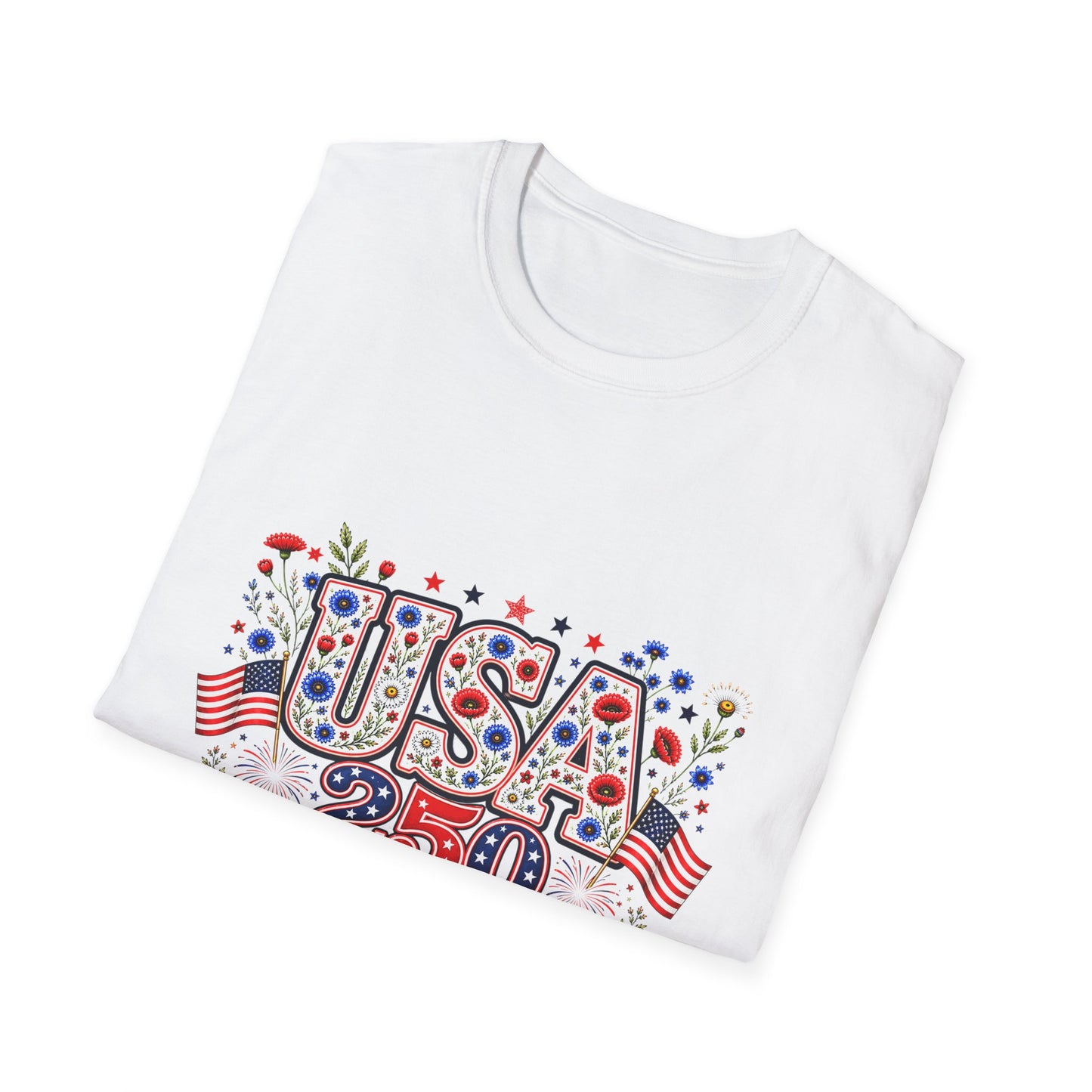 USA 4th of July T-Shirt — Patriotic Wild Flowers USA 250