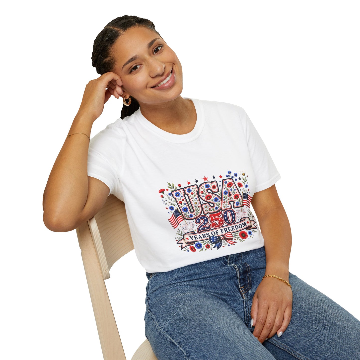 USA 4th of July T-Shirt — Patriotic Wild Flowers USA 250