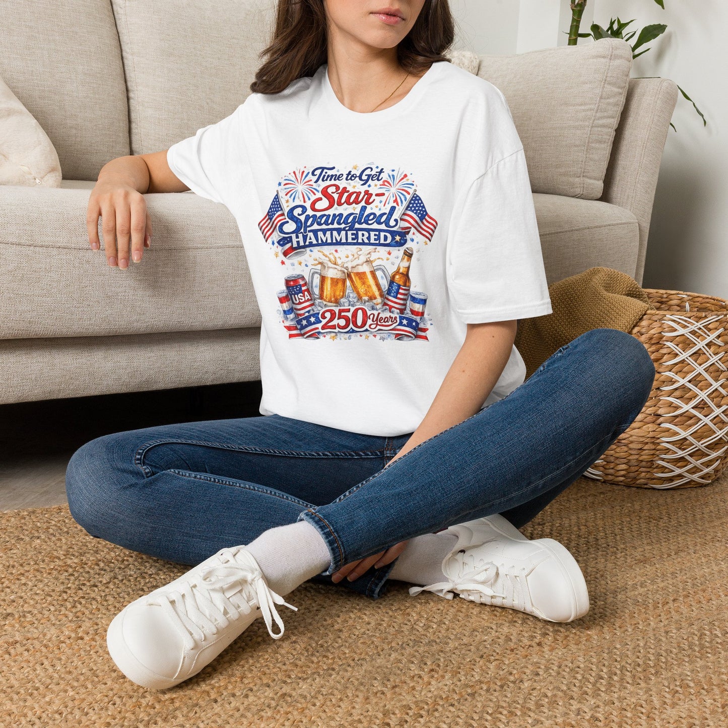 Fourth of July T-Shirt — "Time to Get Star-Spangled Hammered" Patriotic Beer Tee