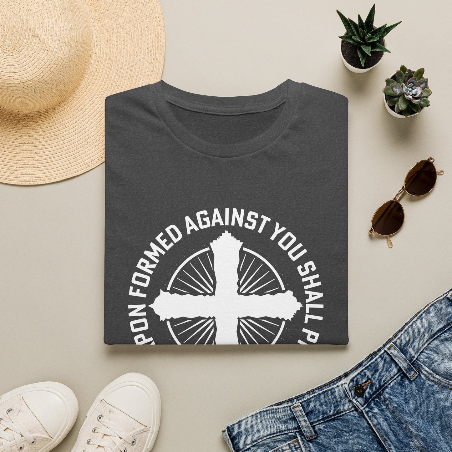 o Weapon Formed Against You Shall Prosper Christian T-Shirt | Isaiah 54:17 Men's Faith Tee