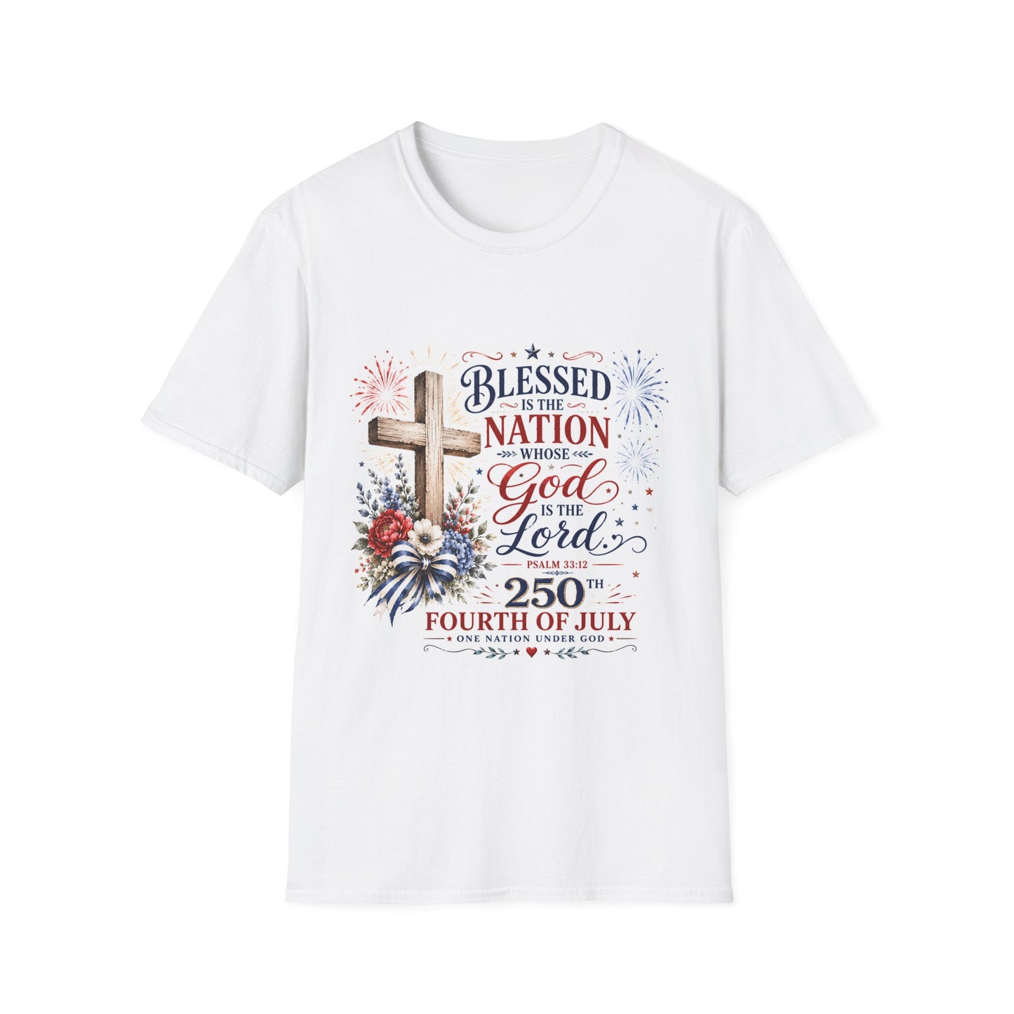 Blessed Is The Nation T-Shirt — Patriotic Christian 4th of July Tee