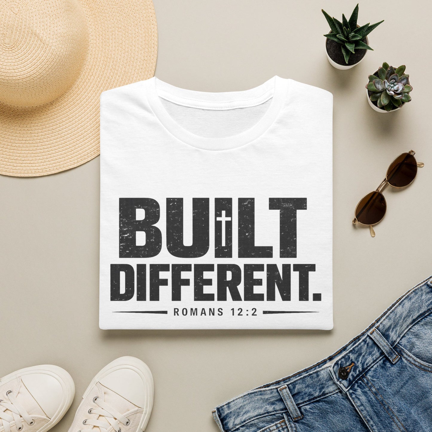 Built Different Christian T-Shirt | Romans 12:2 Men's Faith Tee