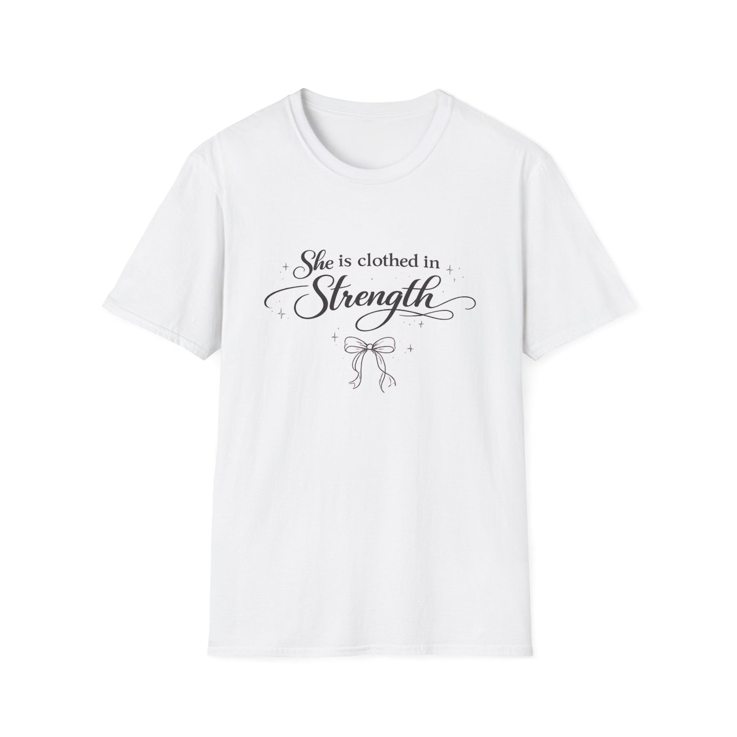 She Is Clothed in Strength T-Shirt — Inspirational Christian Women's Tee
