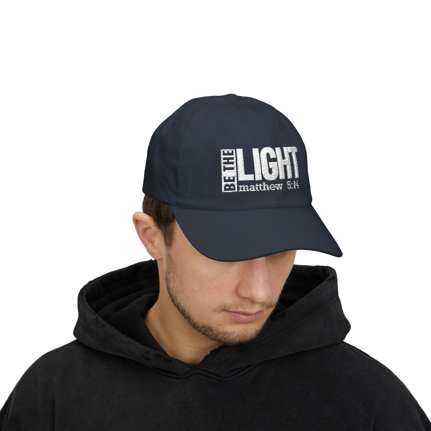 Be The Light Christian Dad Cap — Matthew 5:14 Embroidered Faith-based Baseball Hat