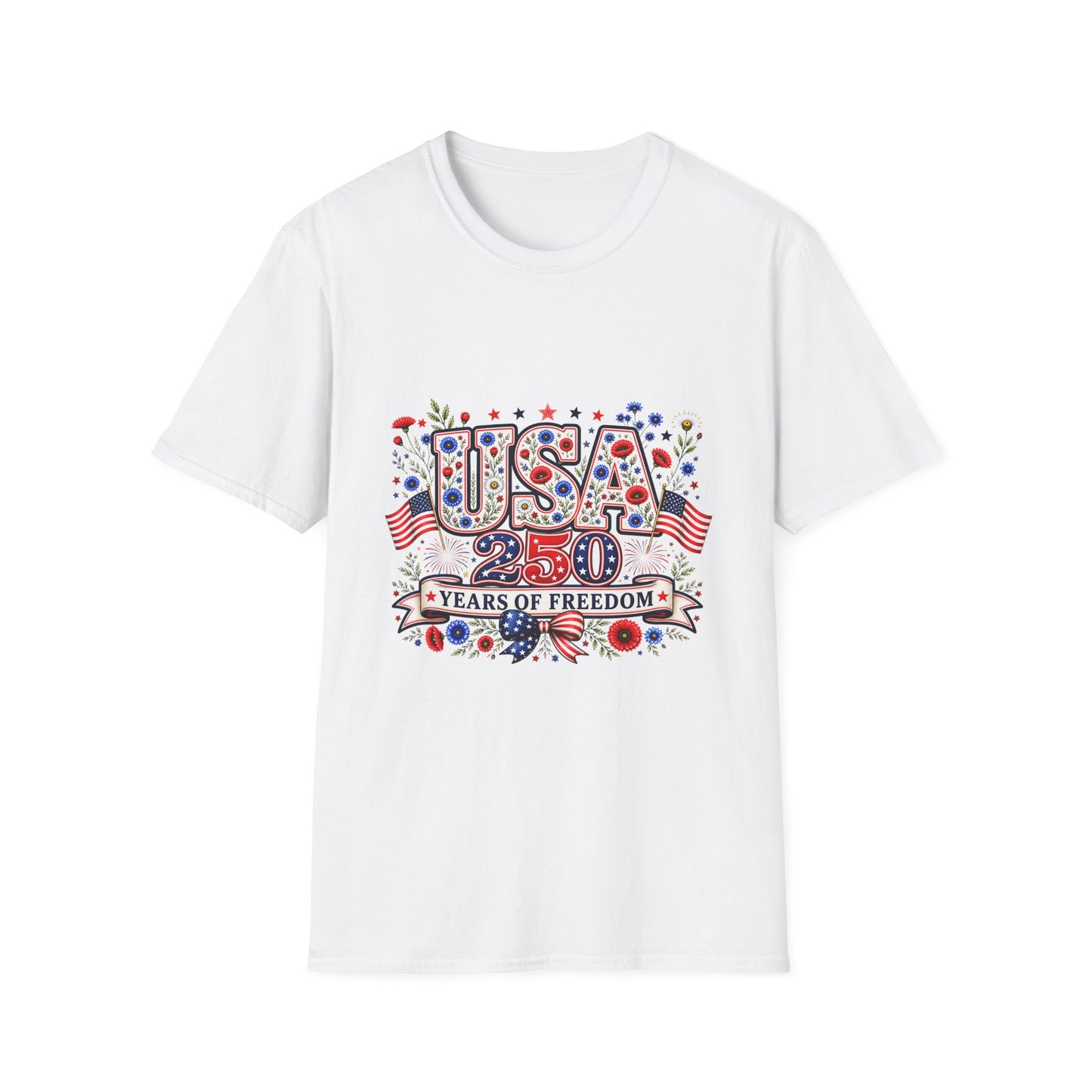 USA 4th of July T-Shirt — Patriotic Wild Flowers USA 250