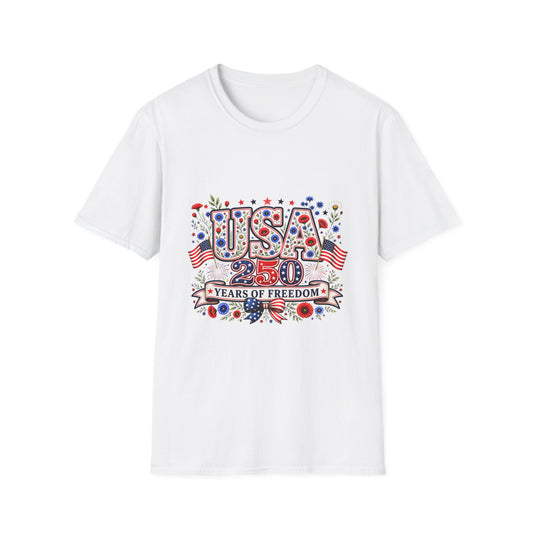 USA 4th of July T-Shirt — Patriotic Wild Flowers USA 250