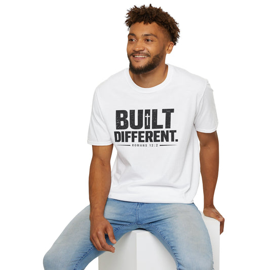 Built Different Christian T-Shirt | Romans 12:2 Men's Faith Tee