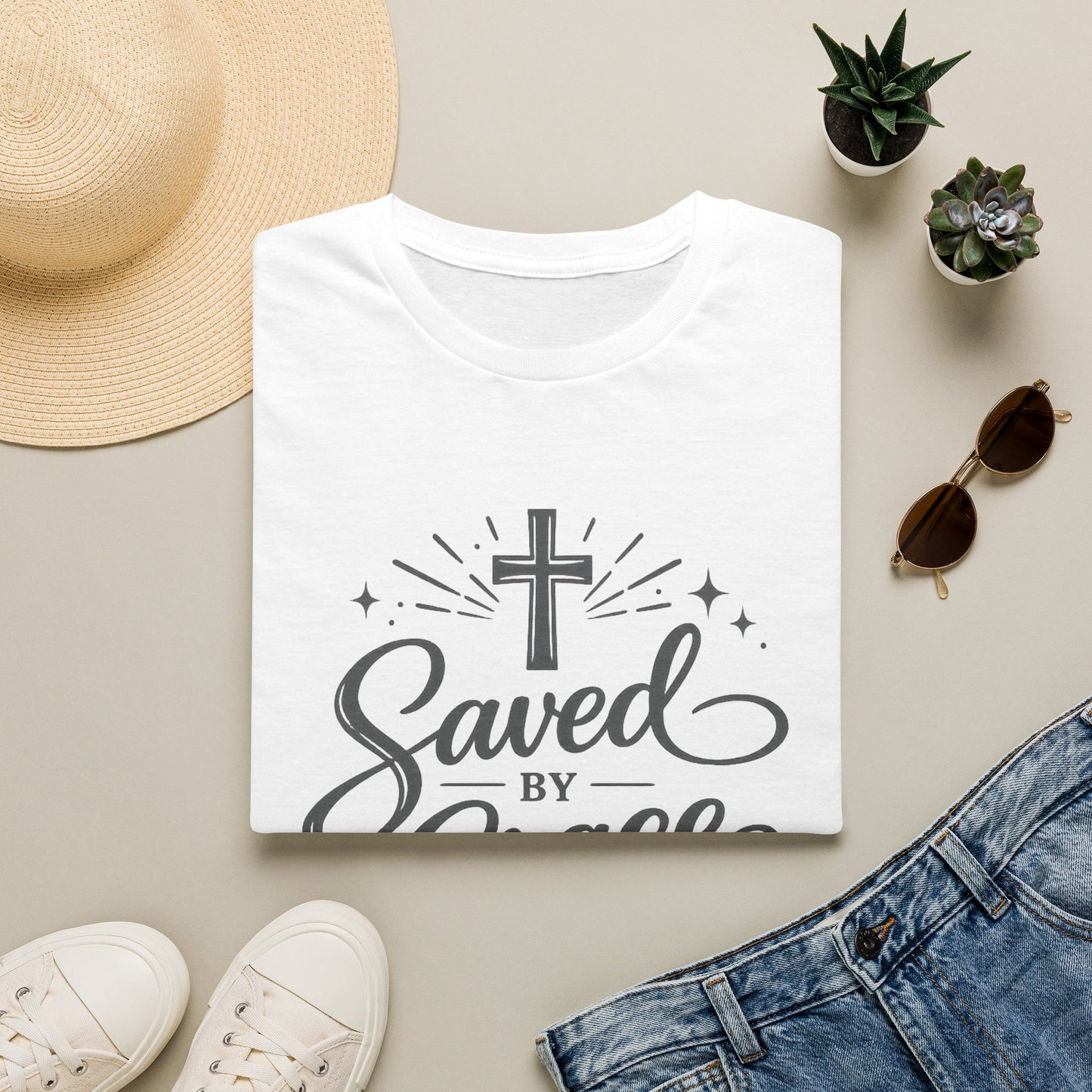Saved by Grace Christian T-Shirt — Cross Faith Apparel