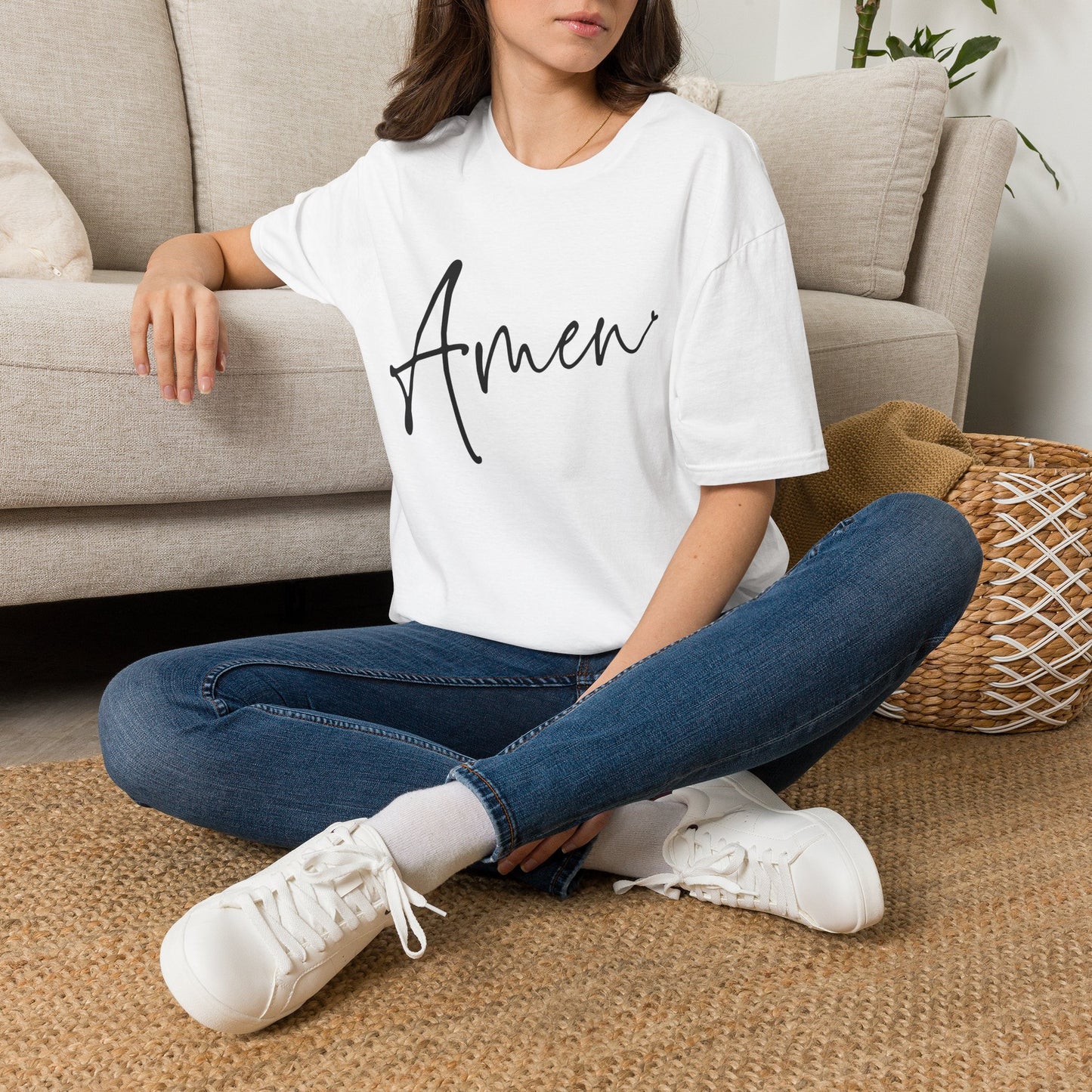 Amen Script T-Shirt — Casual Faith Graphic Tee