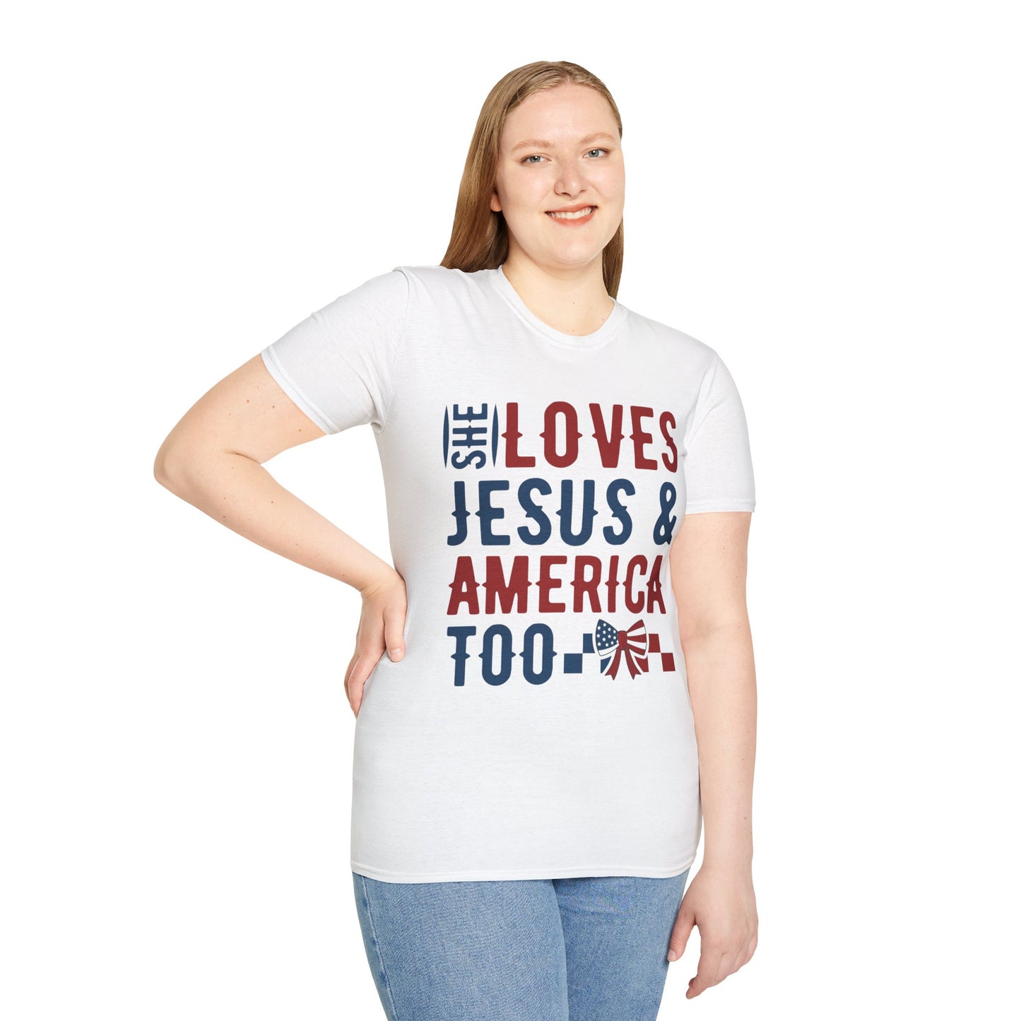 She loves Jesus and America Too - Womens Tee Shift