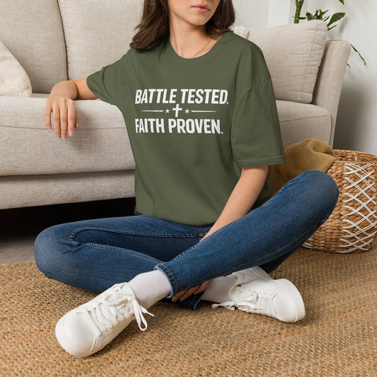 Battle Tested. Faith Proven. Christian Graphic Tee