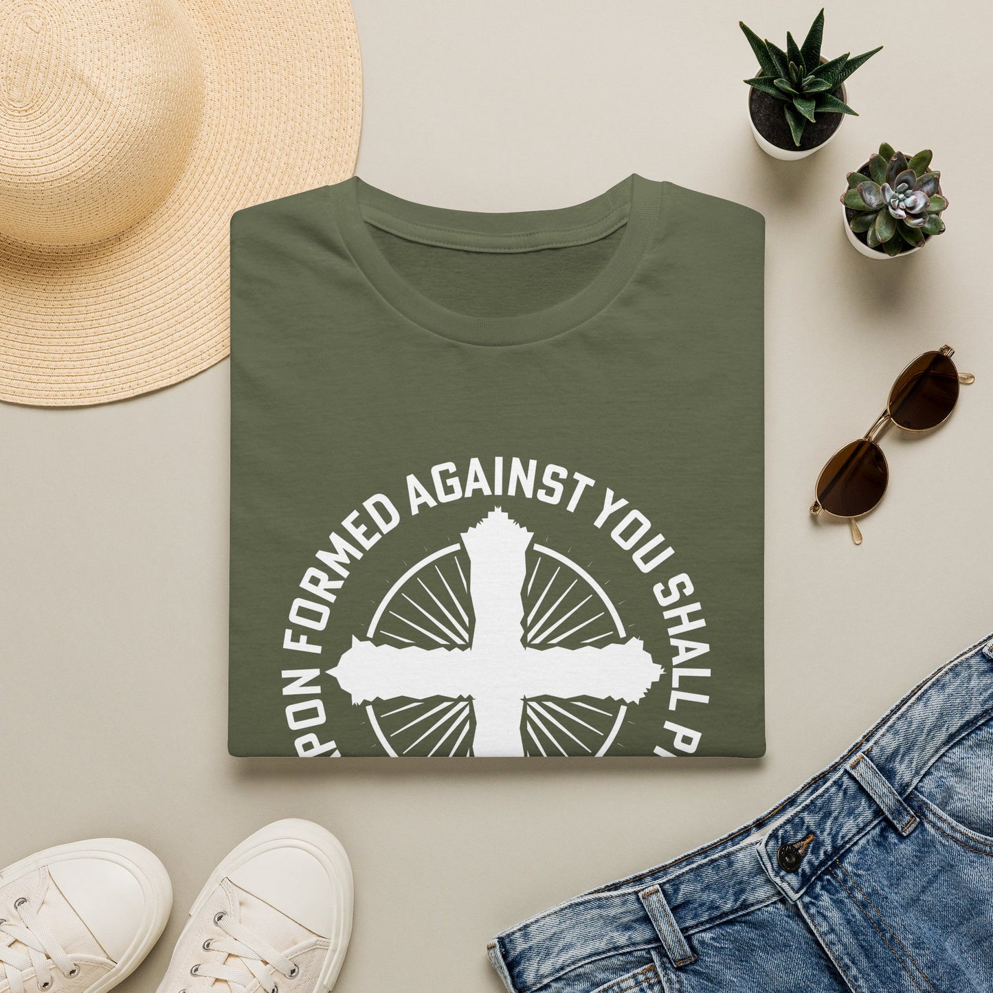 o Weapon Formed Against You Shall Prosper Christian T-Shirt | Isaiah 54:17 Men's Faith Tee