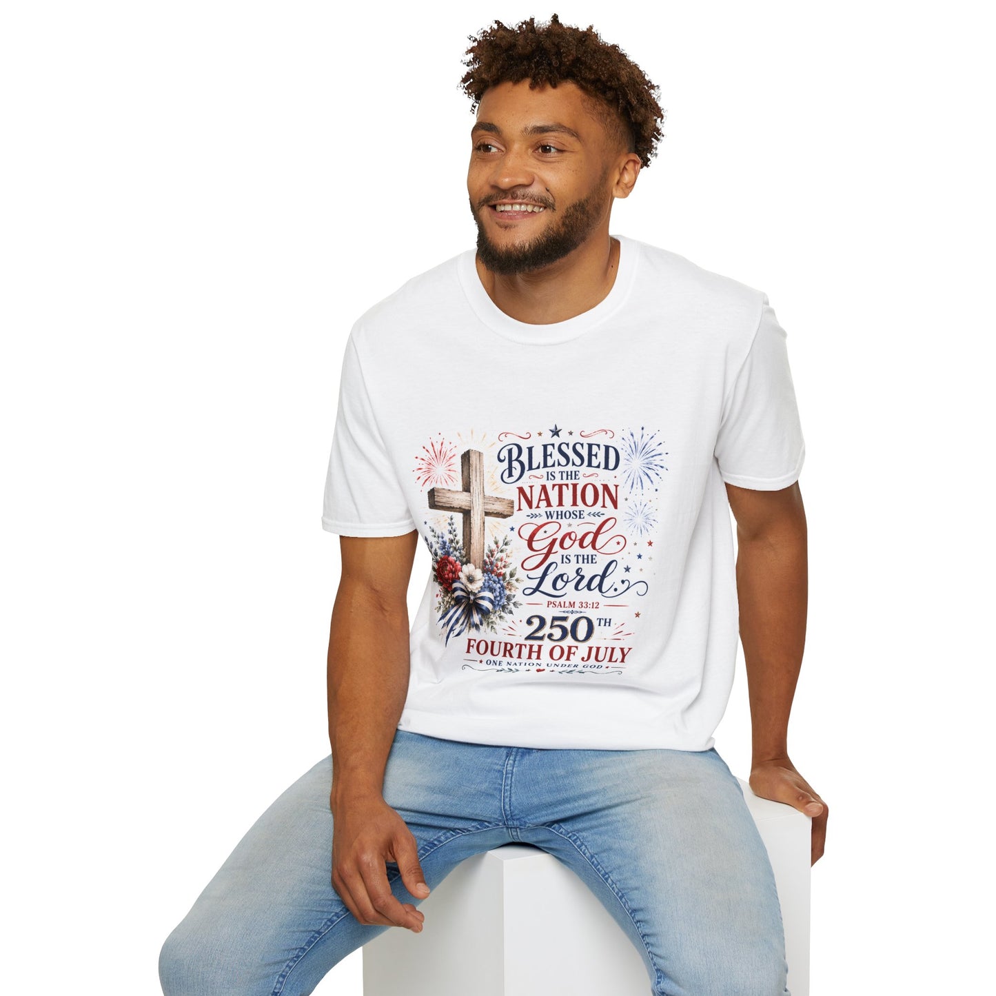 Blessed Is The Nation T-Shirt — Patriotic Christian 4th of July Tee