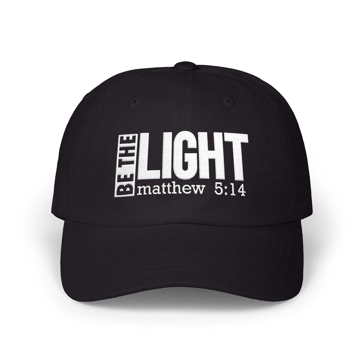 Be The Light Christian Dad Cap — Matthew 5:14 Embroidered Faith-based Baseball Hat
